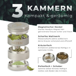Edelstahl Grinder 4-teilig 50mm matt – Bild 4